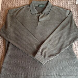 Men's Tom James Long Sleeve Polo in Gray